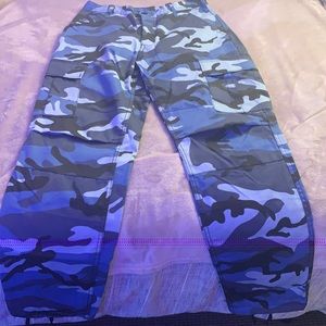 Blue camo cargo pants